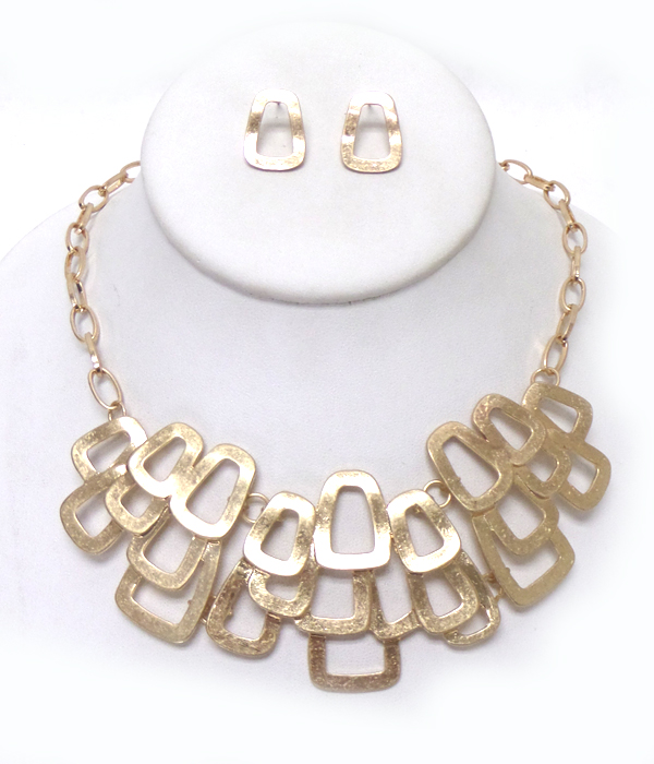 Bold metal cut out necklace set