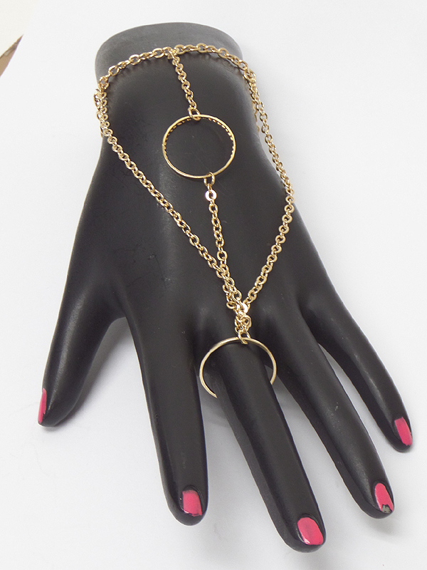 Three layer chain with circle center bracelet ring set
