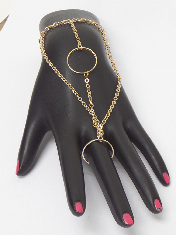 THREE LAYER CHAIN WITH CIRCLE CENTER BRACELET RING SET 