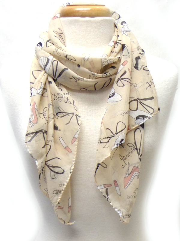 Cosmeic fashion outfit print fashion chiffon scarf