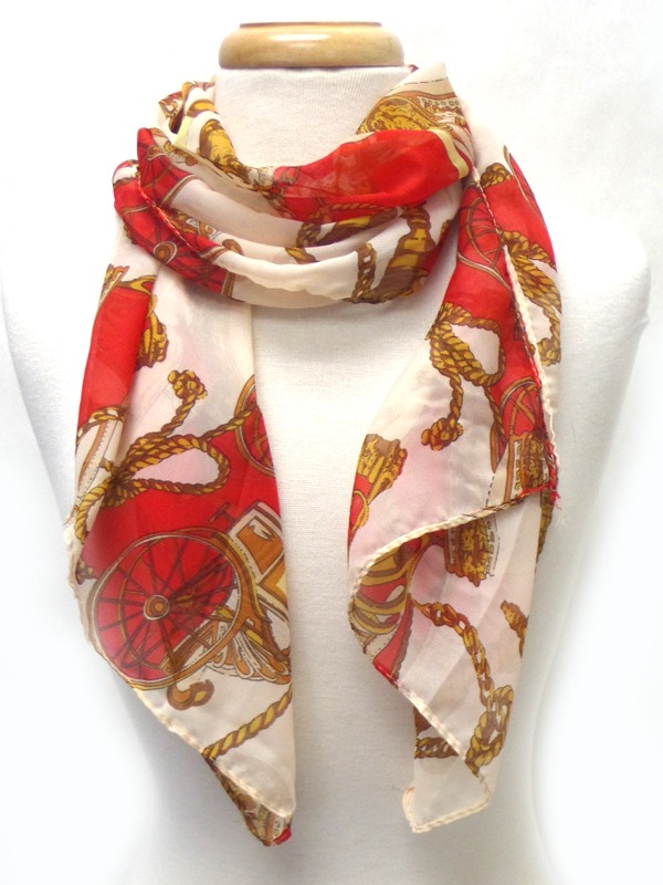 Anchor and nautical theme print fashion chiffon scarf