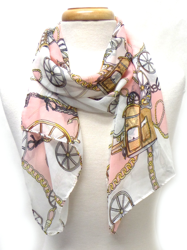 Anchor and nautical theme print fashion chiffon scarf