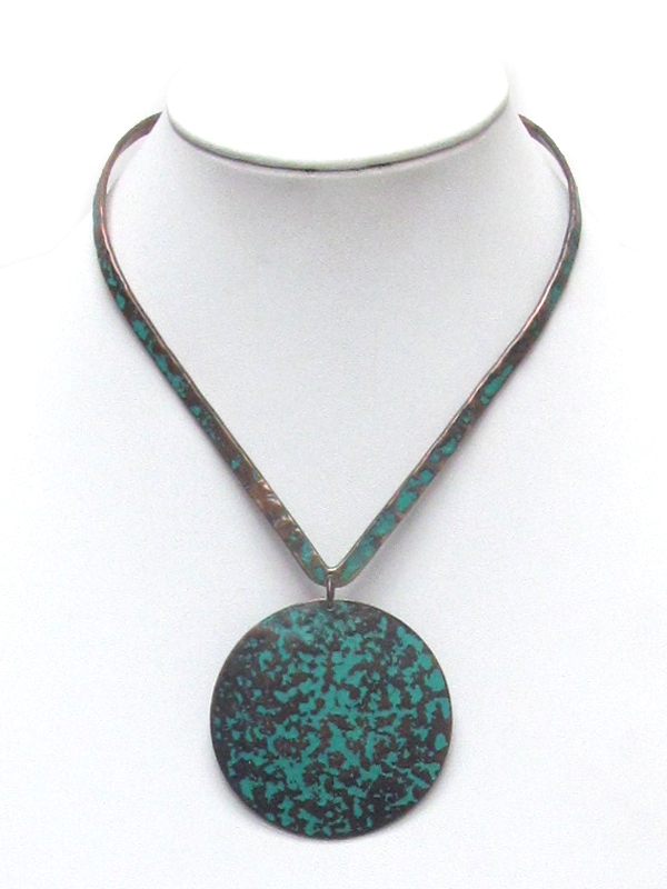 Patina pendant and brass choker