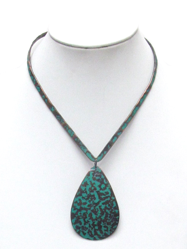 Patina pendant and brass choker