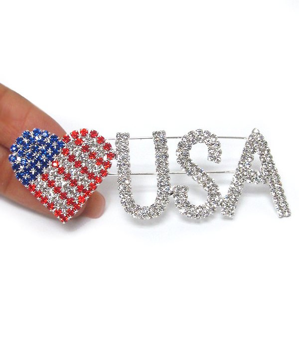 American flag usa rhinestone pin