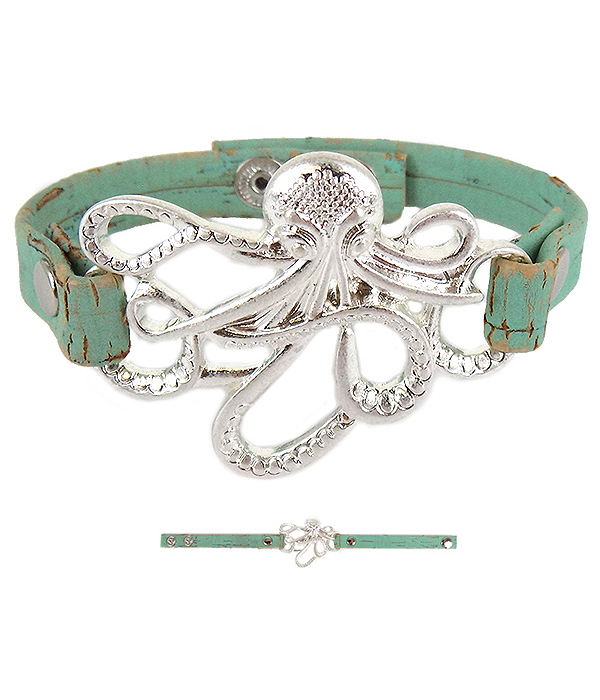 SEALIFE THEME CORK BAND BRACELET - OCTOPUS