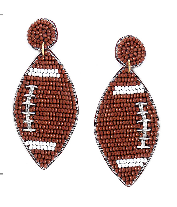 HANDMADE SPORT THEME MULTI SEEDBEAD EARRING - FOOTBALL