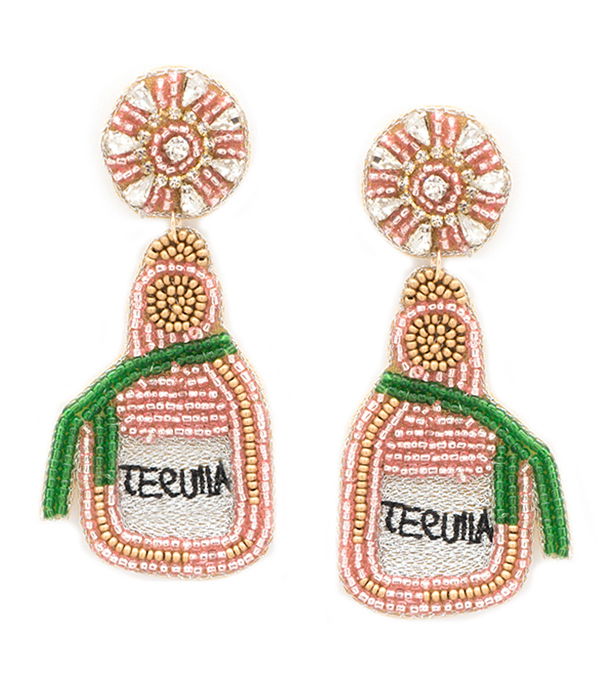 HANDMADE MULTI SEEDBEAD EARRING - TEQUILA