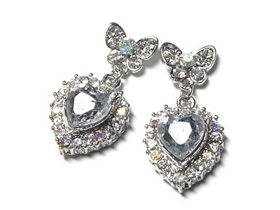 Crystal and cubic zirconia heart earring