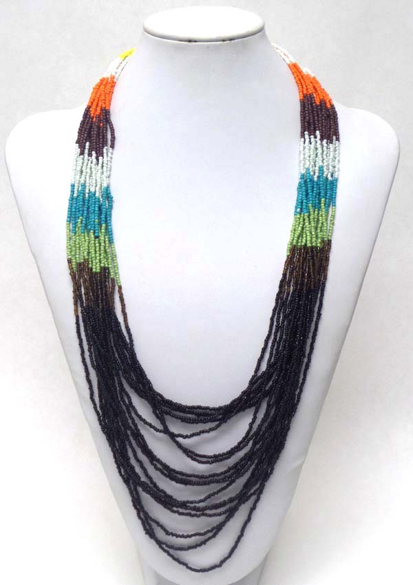 Multi seed bead chain necklace