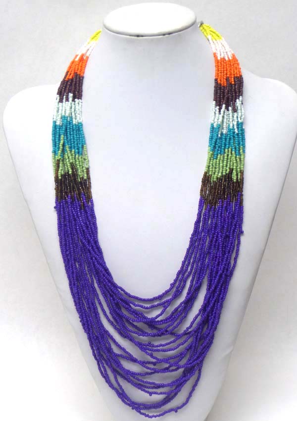 Multi seed bead chain necklace