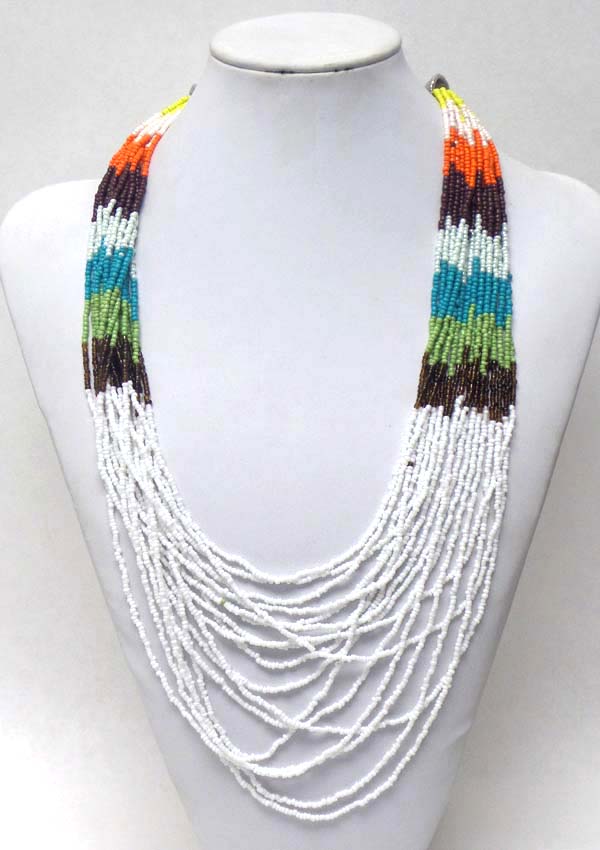 Multi seed bead chain necklace
