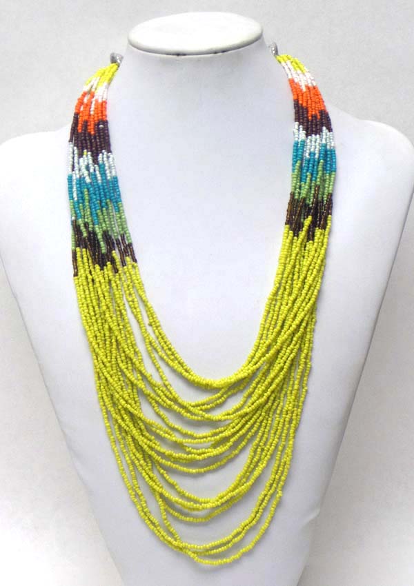 Multi seed bead chain necklace