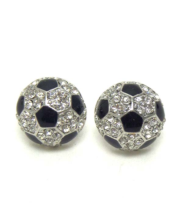 Premier electro plating crystal and epoxy soccer ball stud earring