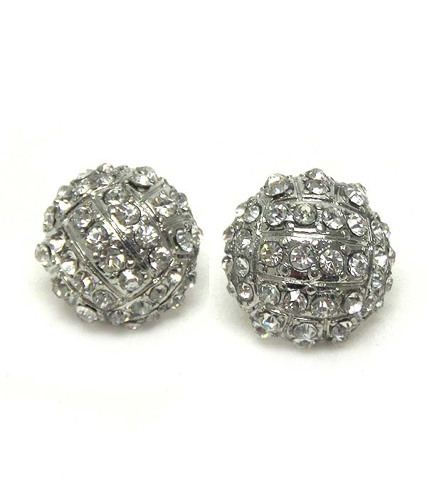 Premier electro plating crystal volleyball stud earring