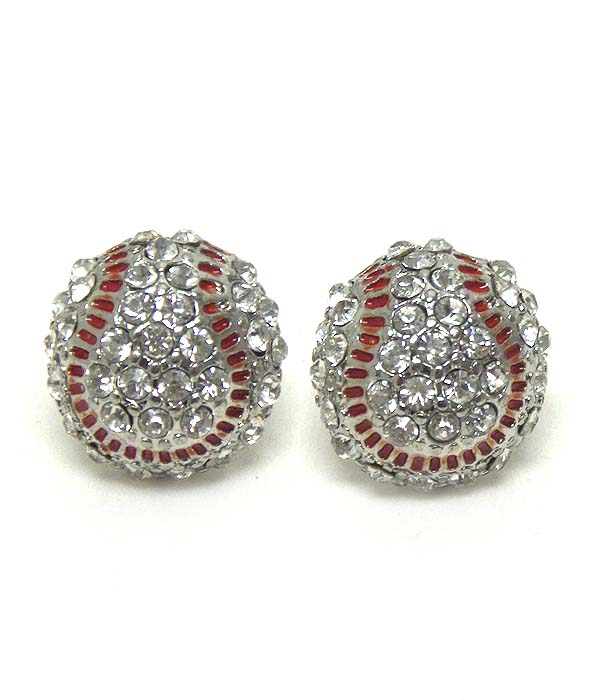 Premier electro plating crystal baseball stud earring