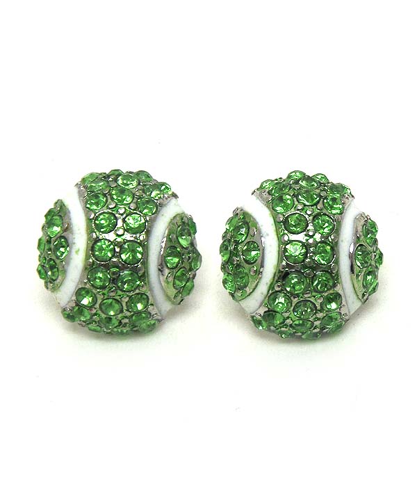 Premier electro plating crystal tennis ball stud earring