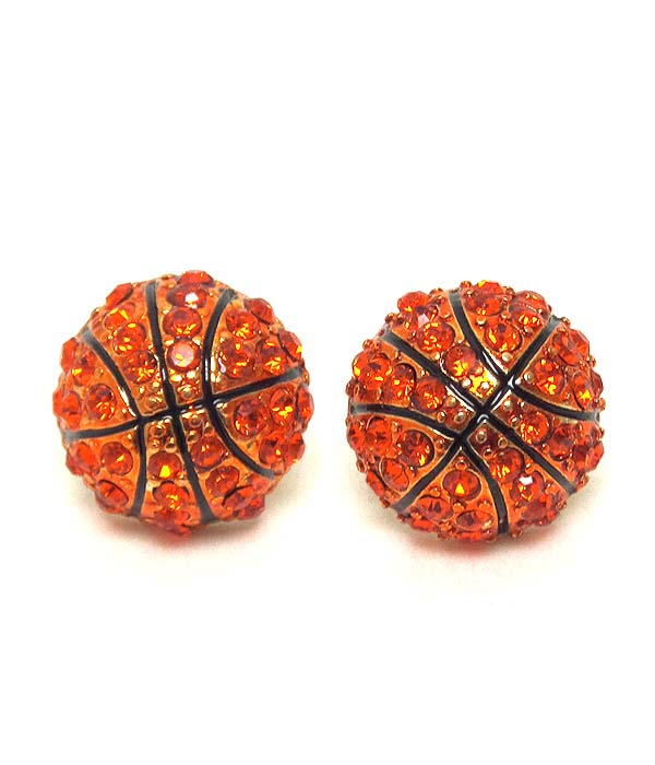 Premier electro plating crystal basketball stud earring