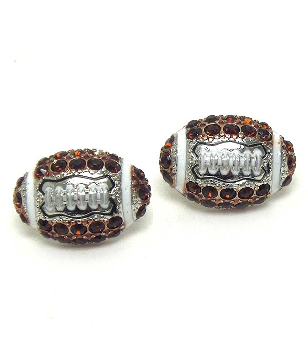 Premier electro plating crystal and epoxy football stud earring