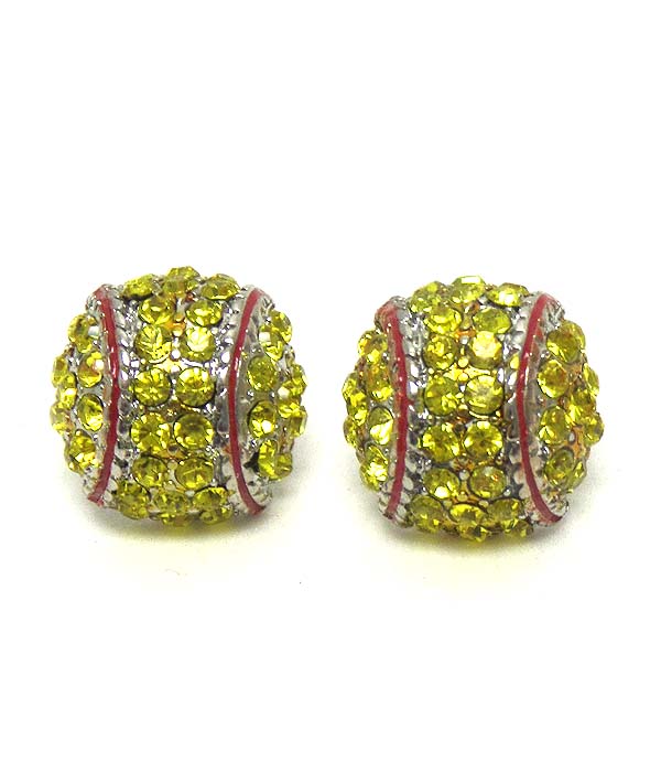 Premier electro plating crystal softball stud earring