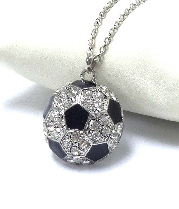 Premier electro plating crystal and epoxy soccer ball necklace