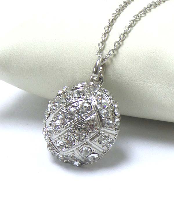 Premier electro plating crystal volleyball necklace