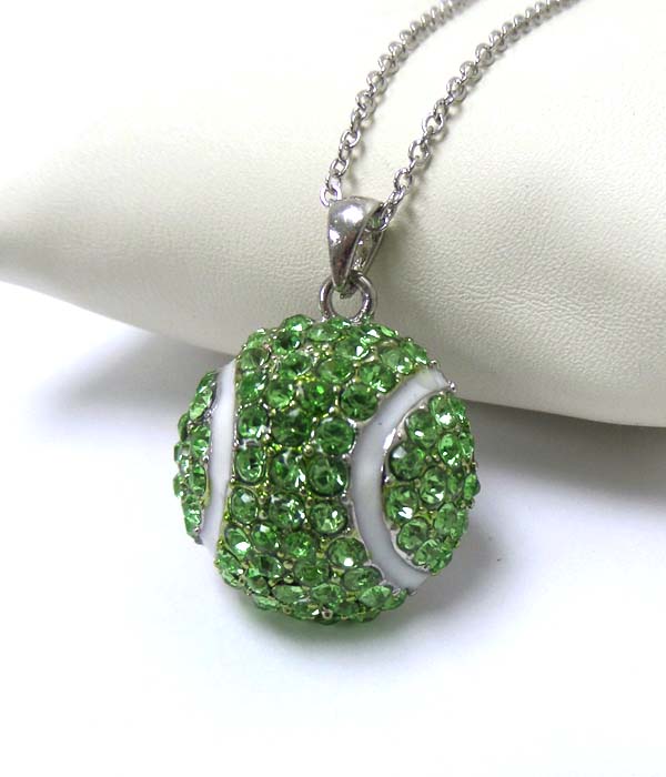 Premier electro plating crystal tennis ball pendant necklace