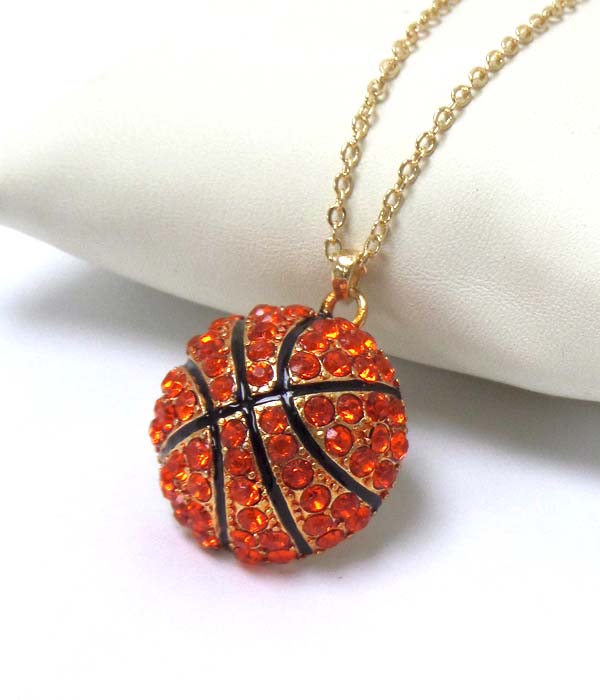 Premier electro plating crystal basketball pendant necklace