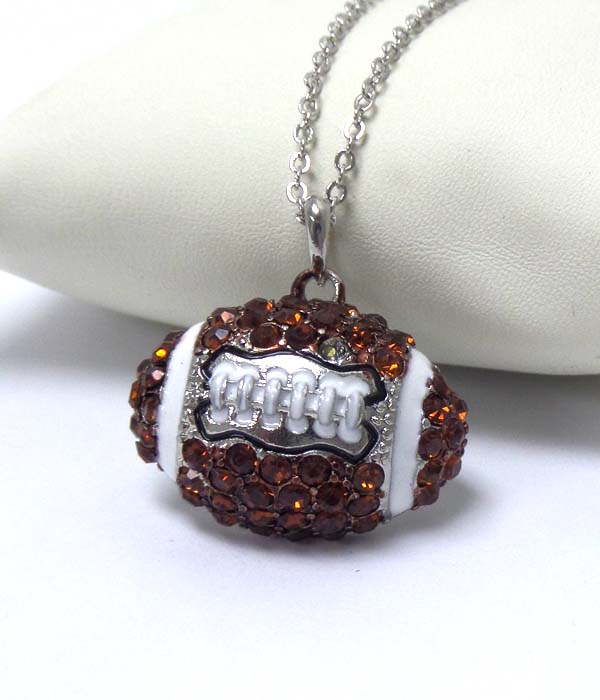 Premier electro plating crystal football pendant necklace