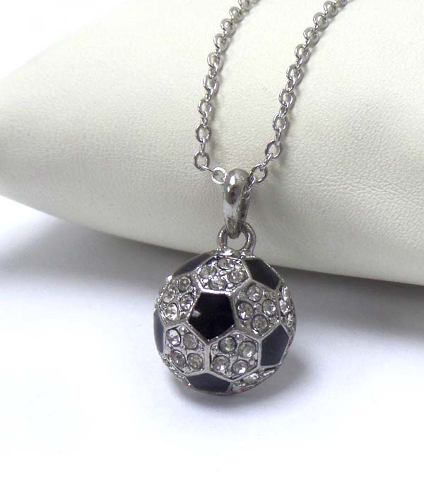 Premier electro plating crystal and epoxy soccer ball necklace