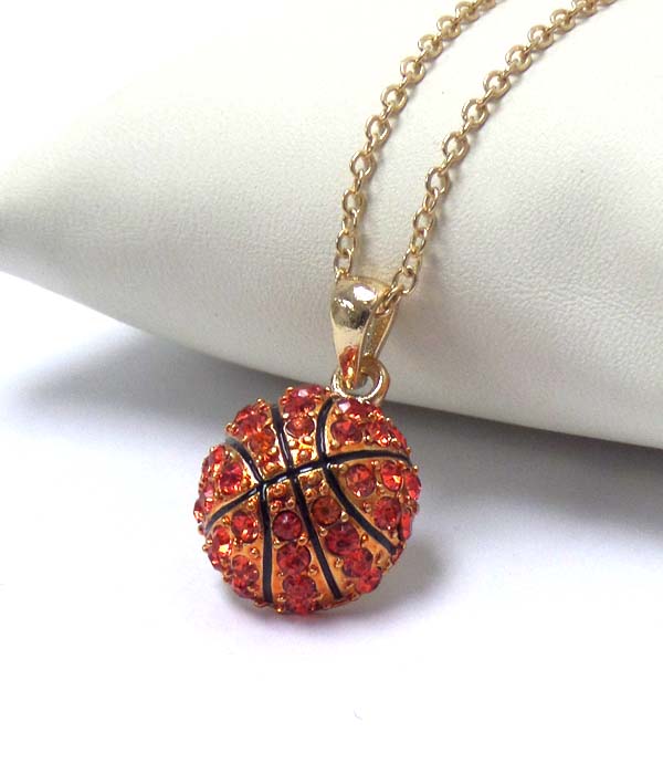 Premier electro plating crystal basketball pendant necklace