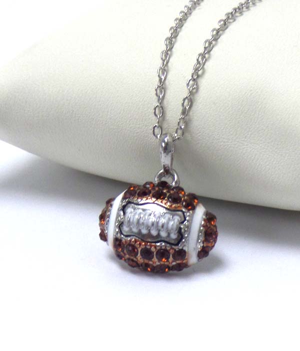 Premier electro plating crystal football pendant necklace