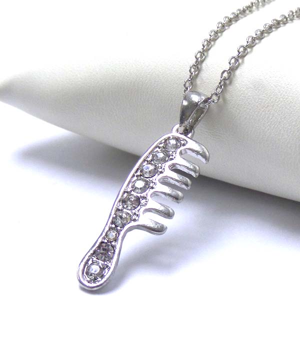 Premier electro plating crystal comb pendant necklace