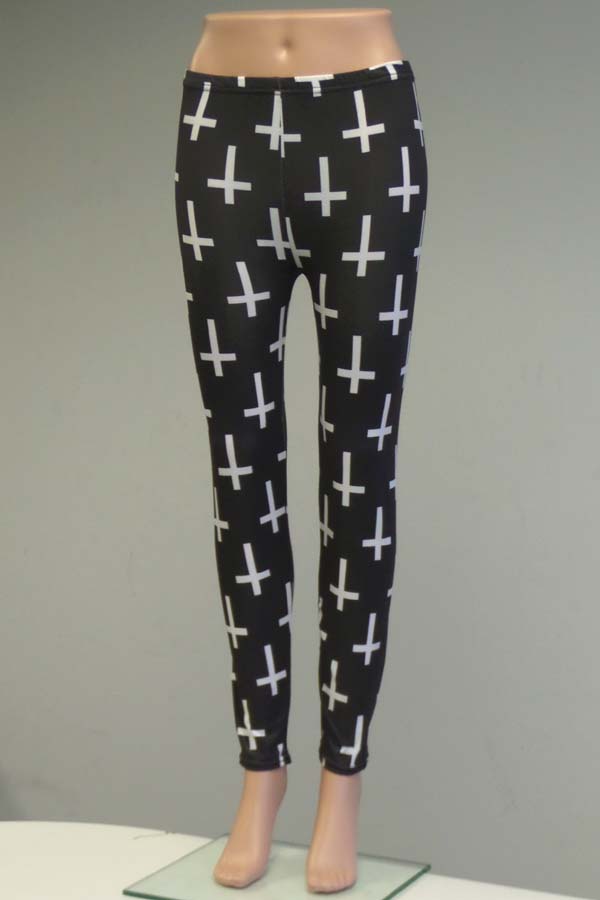Multi cross pattern elastic leggings