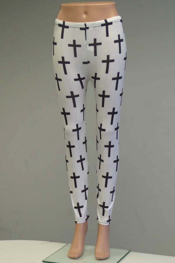 Multi cross pattern elastic leggings