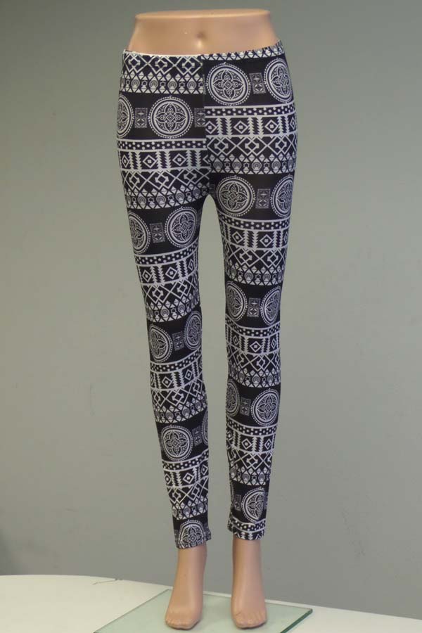 Folkloric flower pattern elastic leggings