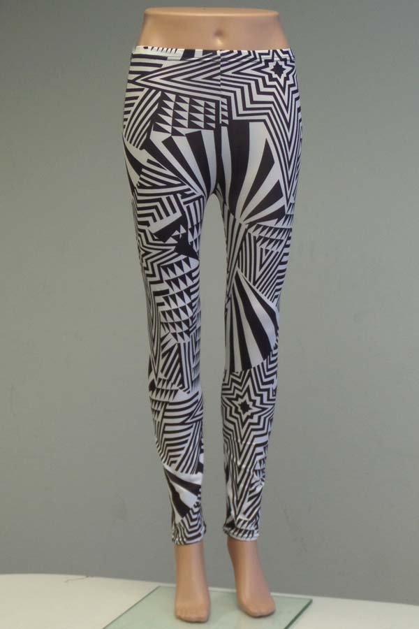 Geometric pattern elastic leggings