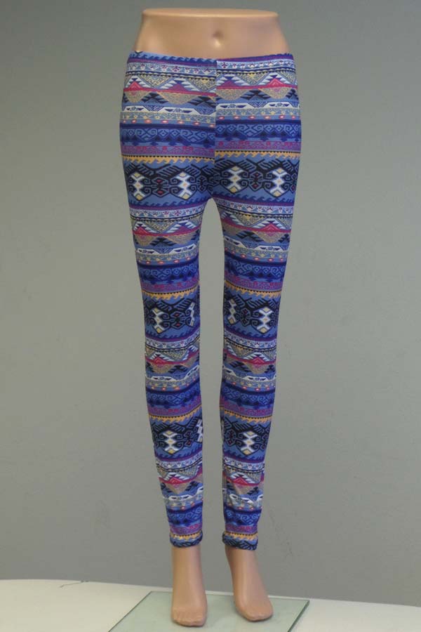 Folkloric pattern elastic leggings