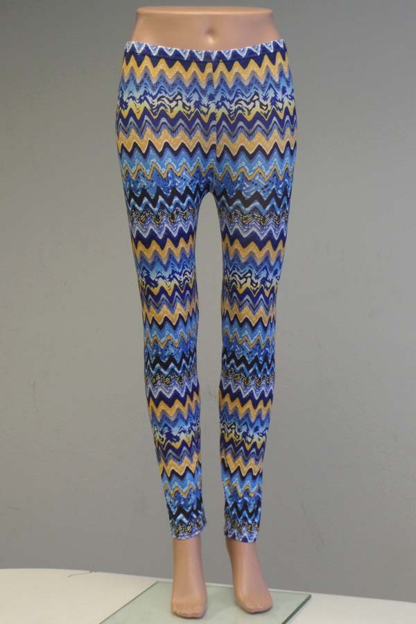Chevron wave pattern elastic leggings