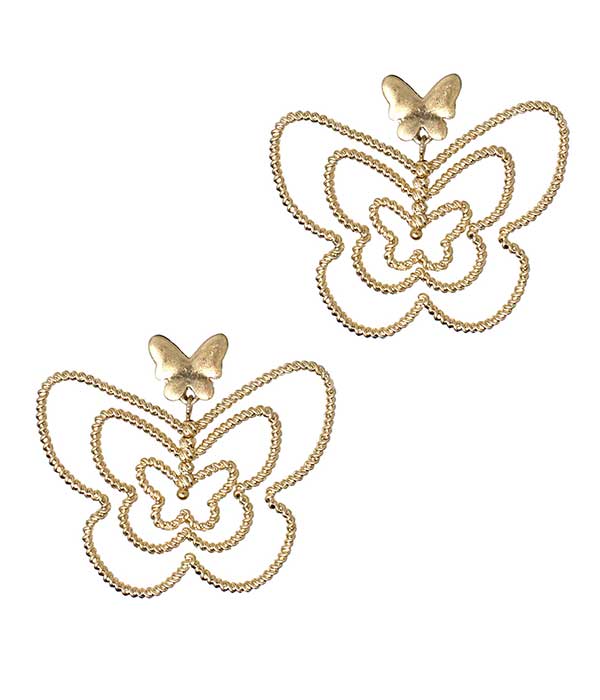 Triple wire butterfly earring