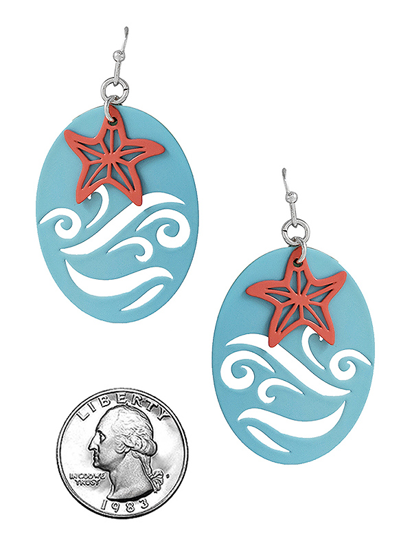 SEALIFE THEME OVAL CUTOUT EARRING - STARFISH