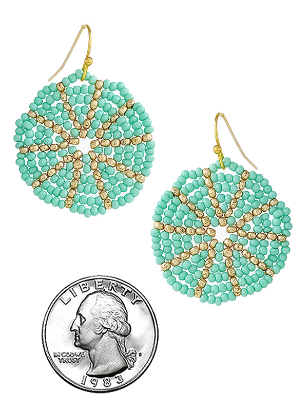 Handmade multi seedbead disc earring