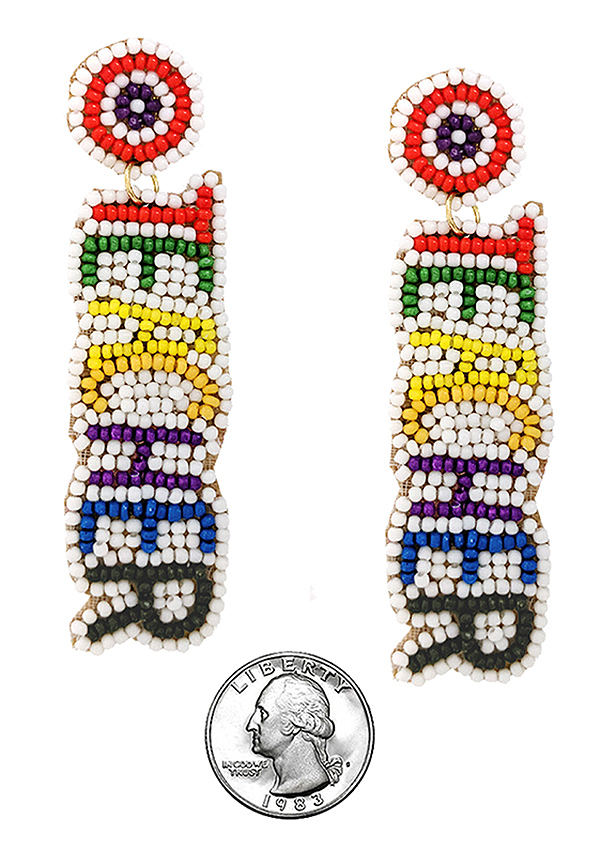 SCHOOL THEME HANDMADE MULTI SEEDBEAD EARRING - TEACHER