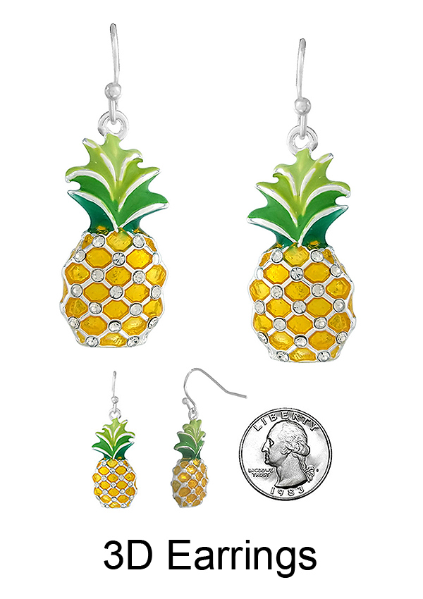 TROPICAL THEME 3D EPOXY EARRING - PINEAPPLE