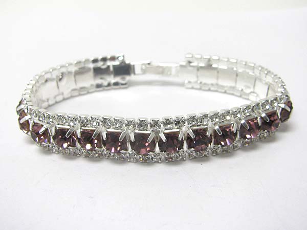 Sinple line crystal and rhinestone link bracelet