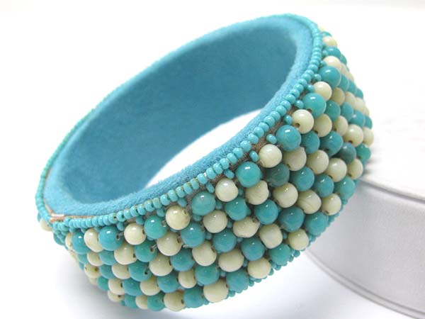 ACRYL BEADS AND FABRIC WRAPPED FASHION BANGLE