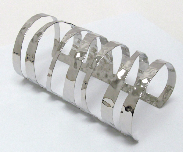 Long cut out hammered metal cuff bangle