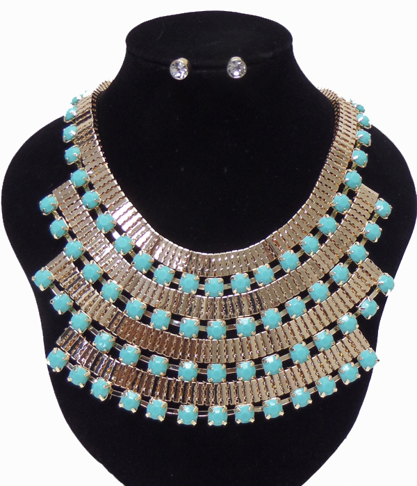 Multi layered flat snake chain necklace set