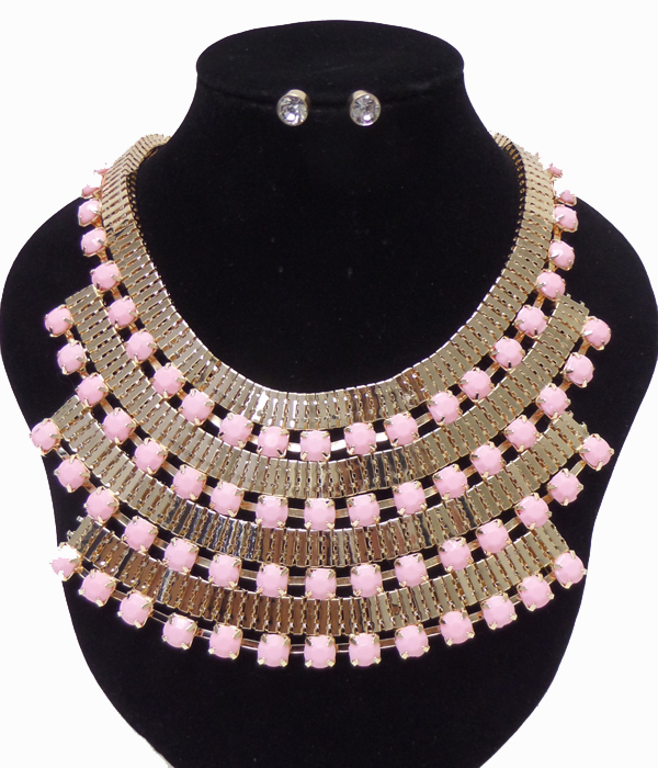 Multi layered flat snake chain necklace set