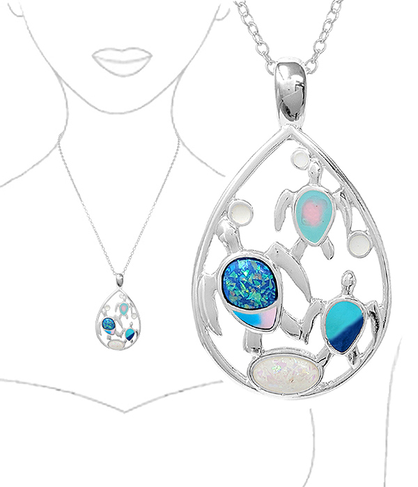 SEALIFE THEME MIX OPAL NECKLACE - DOLPHIN